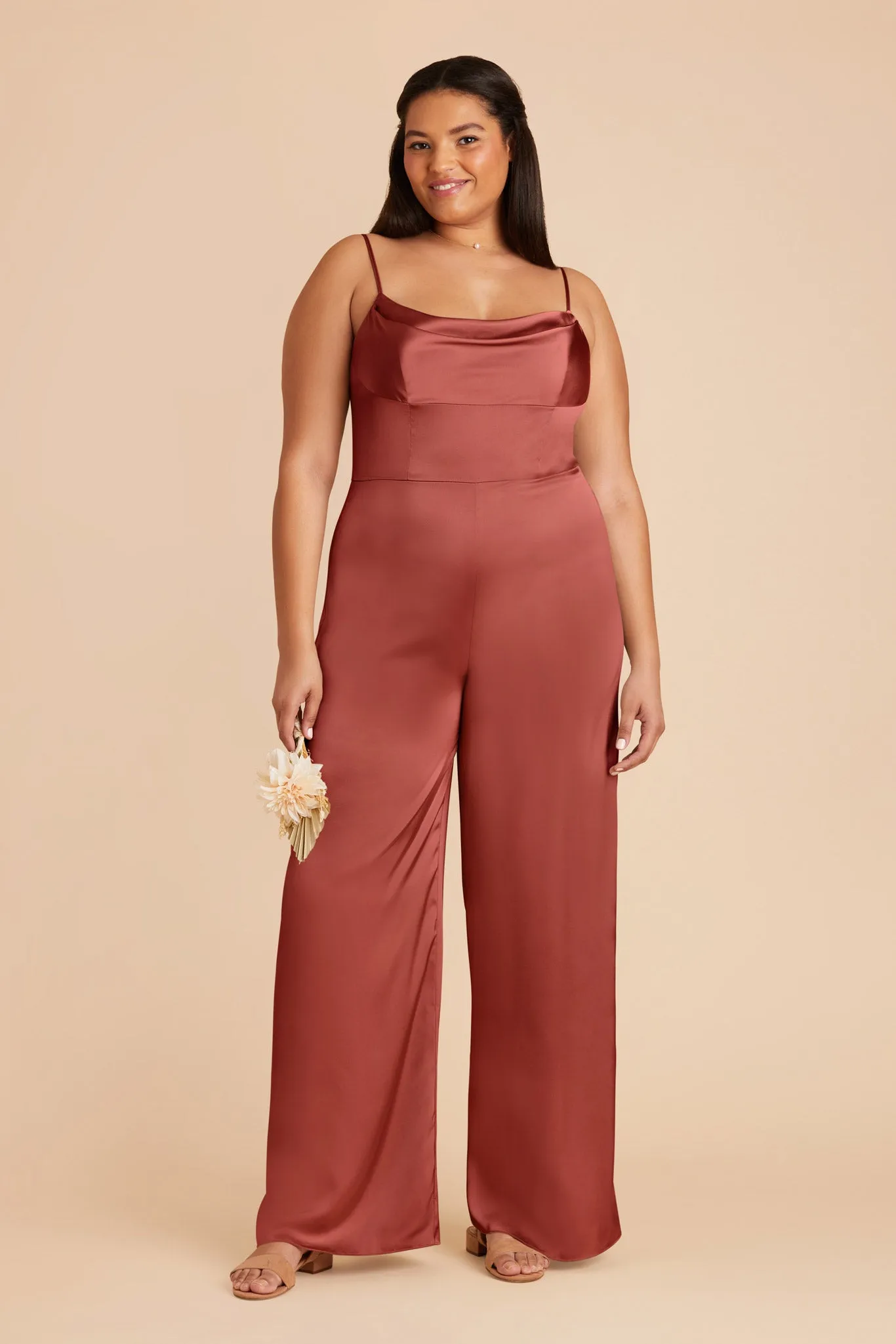Donna Matte Satin Bridesmaid Jumpsuit - Spice sold by Birdy Grey product image thumbnail 2