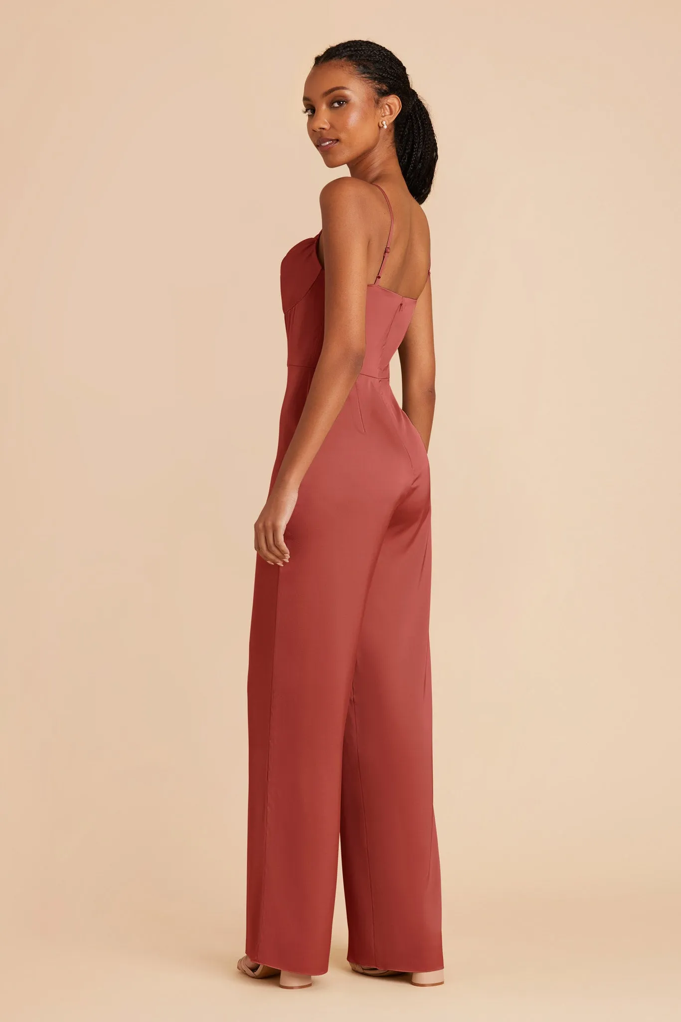 Donna Matte Satin Bridesmaid Jumpsuit - Spice sold by Birdy Grey product image thumbnail 4