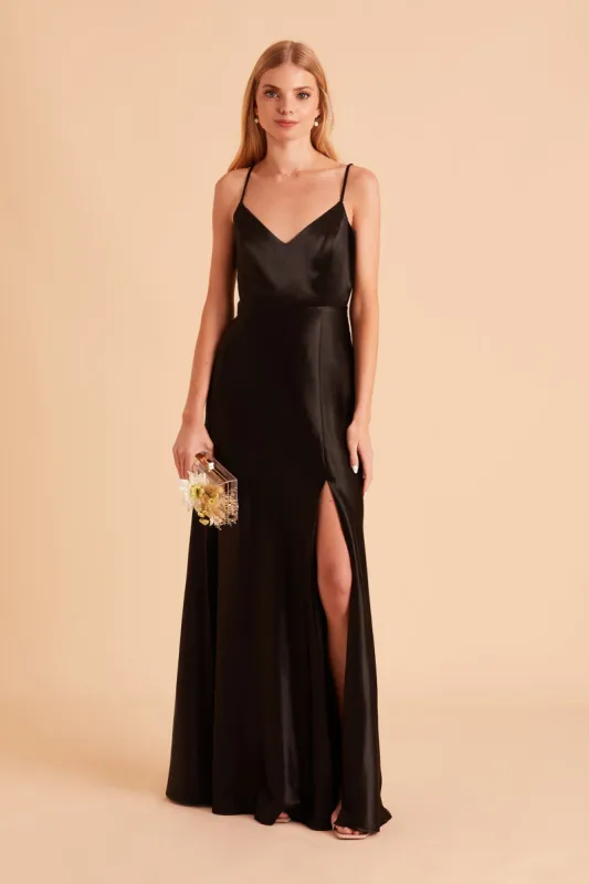 Jay Shiny Satin Dress - Black sold by Birdy Grey