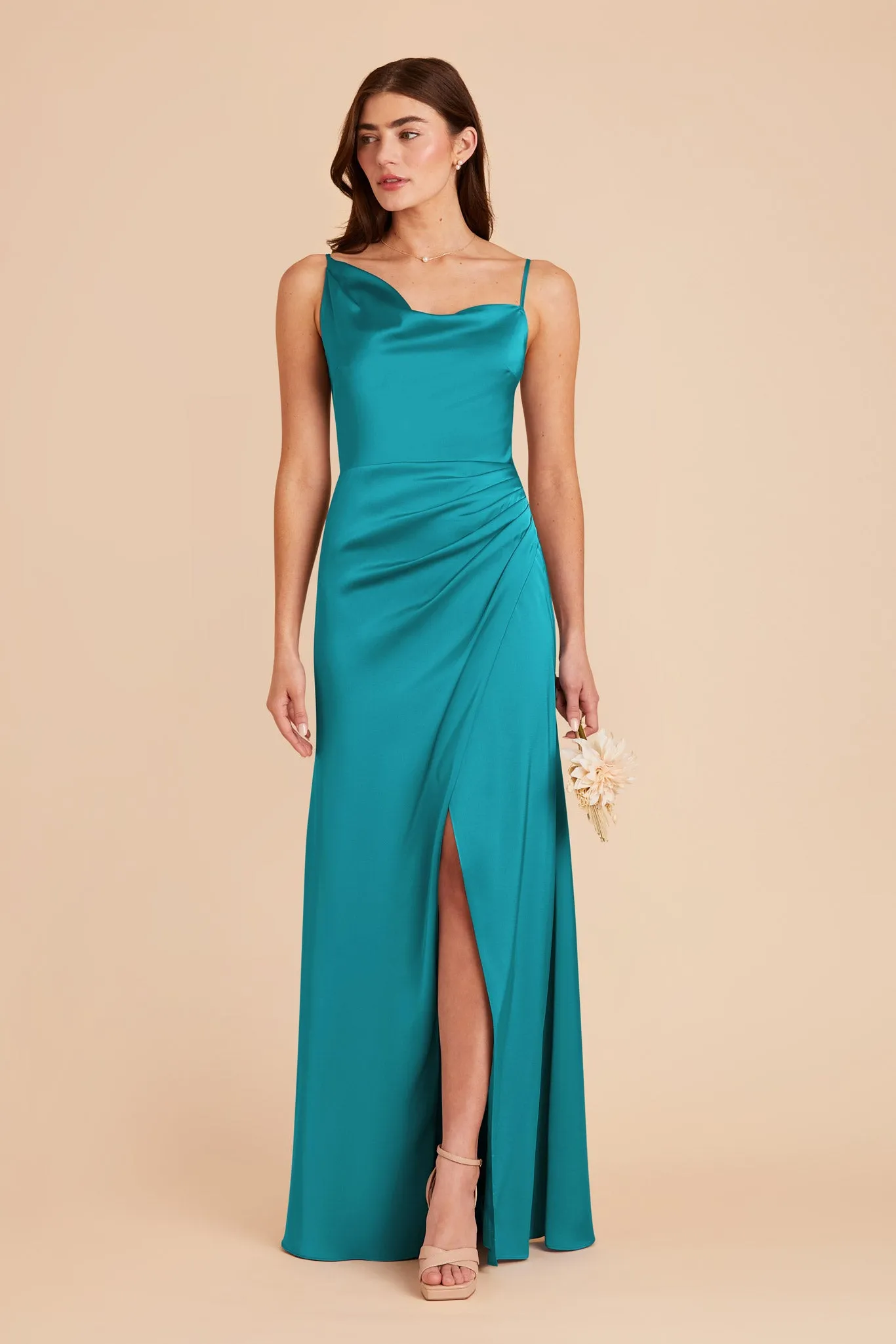Jennifer Matte Satin Dress - Teal sold by Birdy Grey