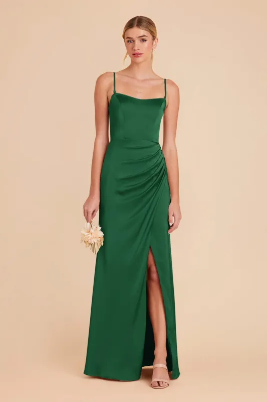 Anne Matte Satin Dress - Forest Green sold by Birdy Grey