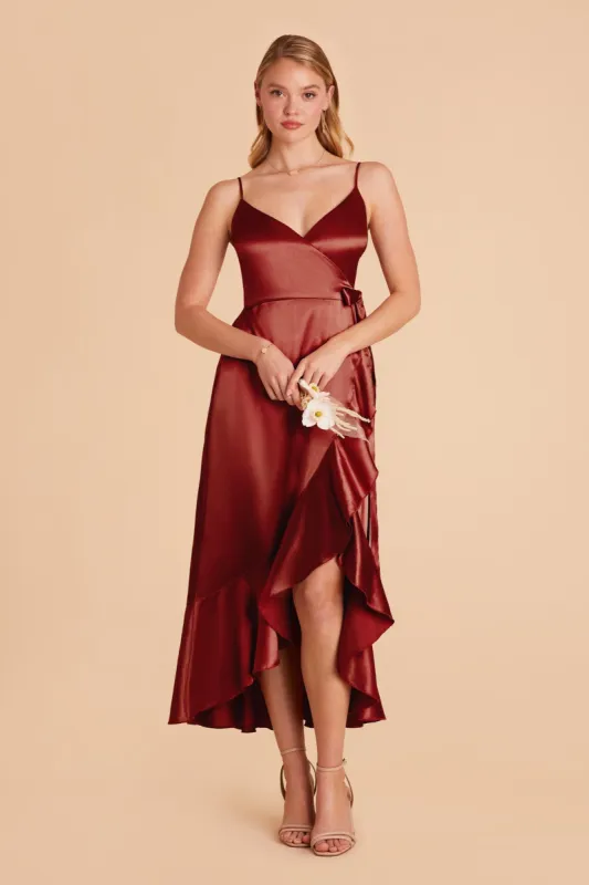 YC Shiny Satin Midi Dress - Spice sold by Birdy Grey