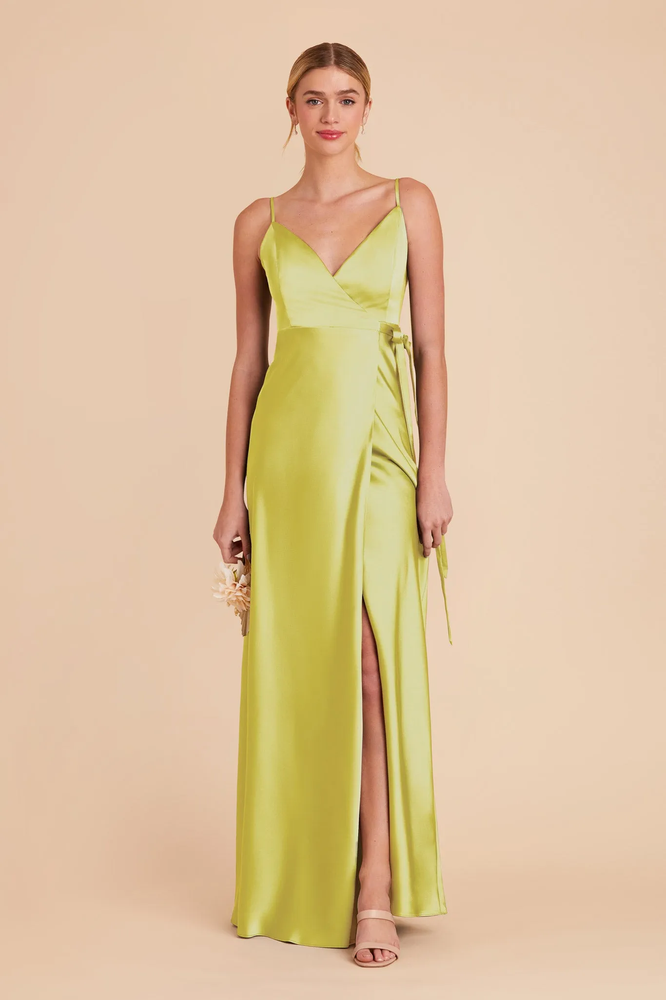Cindy Matte Satin Dress - Chartreuse sold by Birdy Grey