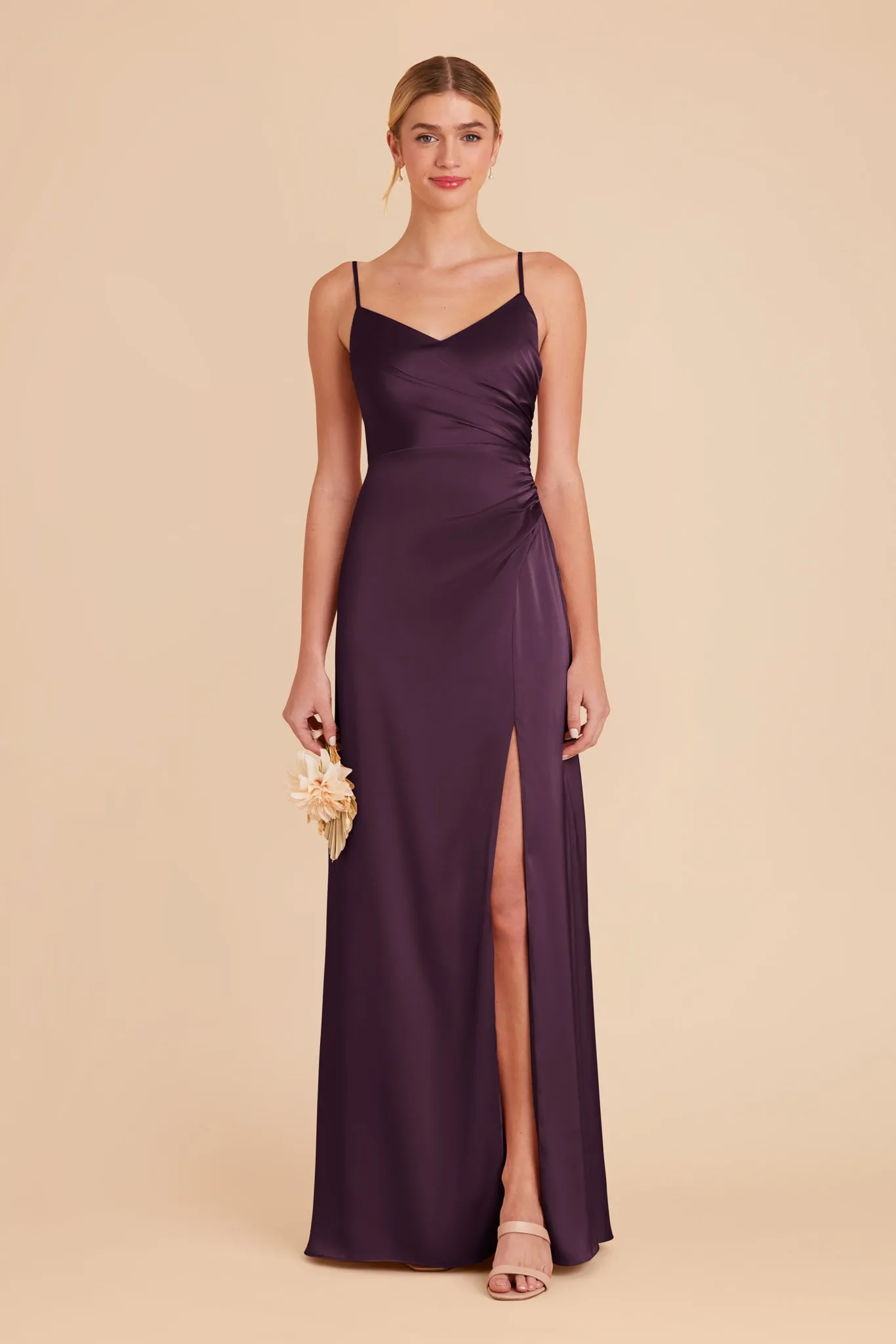 Catherine Matte Satin Dress - Plum sold by Birdy Grey