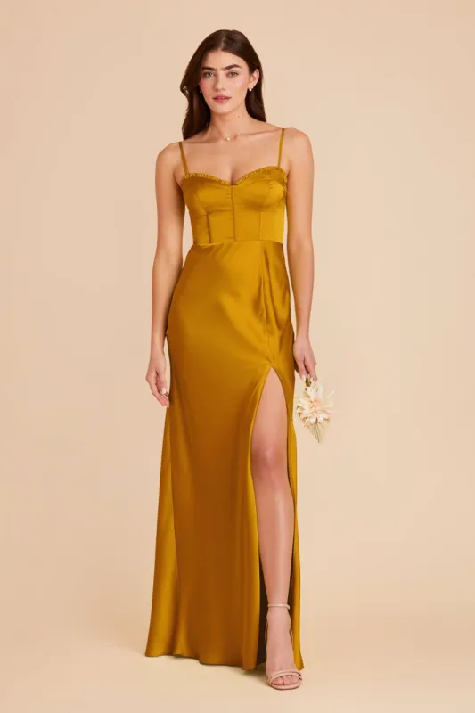 Jessica Matte Satin Dress - Butterscotch sold by Birdy Grey