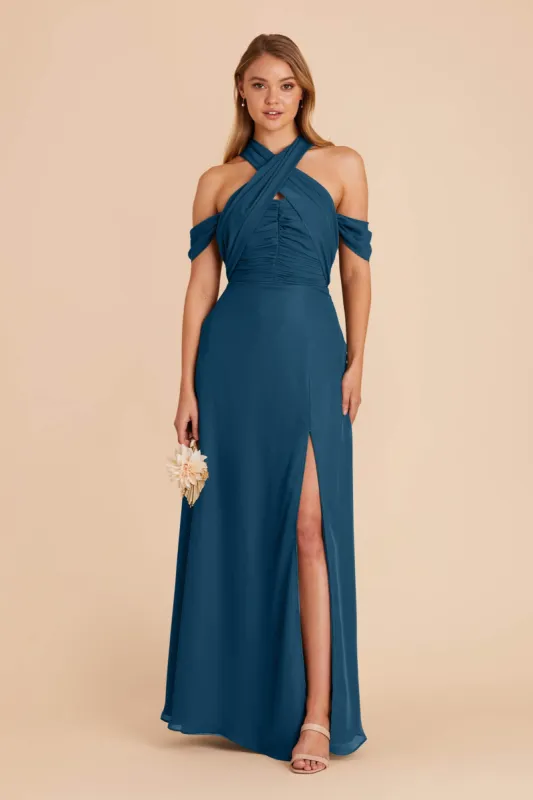 Cara Chiffon Dress - Dark Teal sold by Birdy Grey