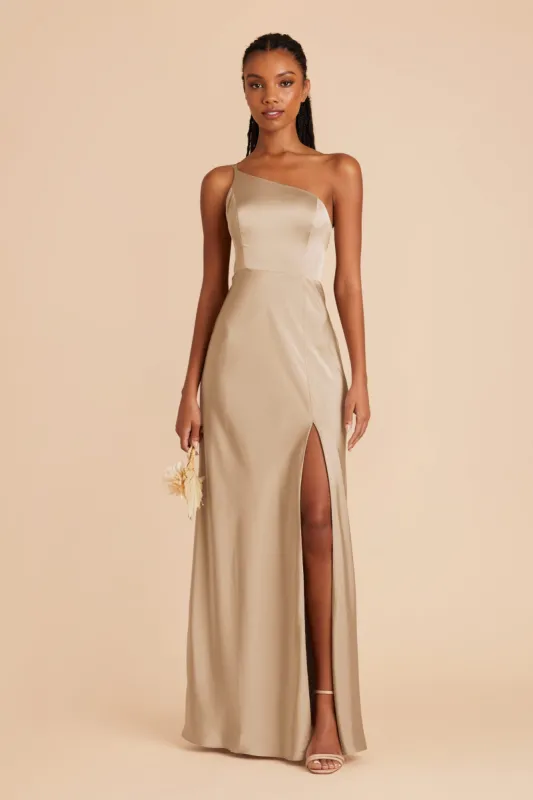 Kensie Matte Satin Dress - Neutral Champagne sold by Birdy Grey