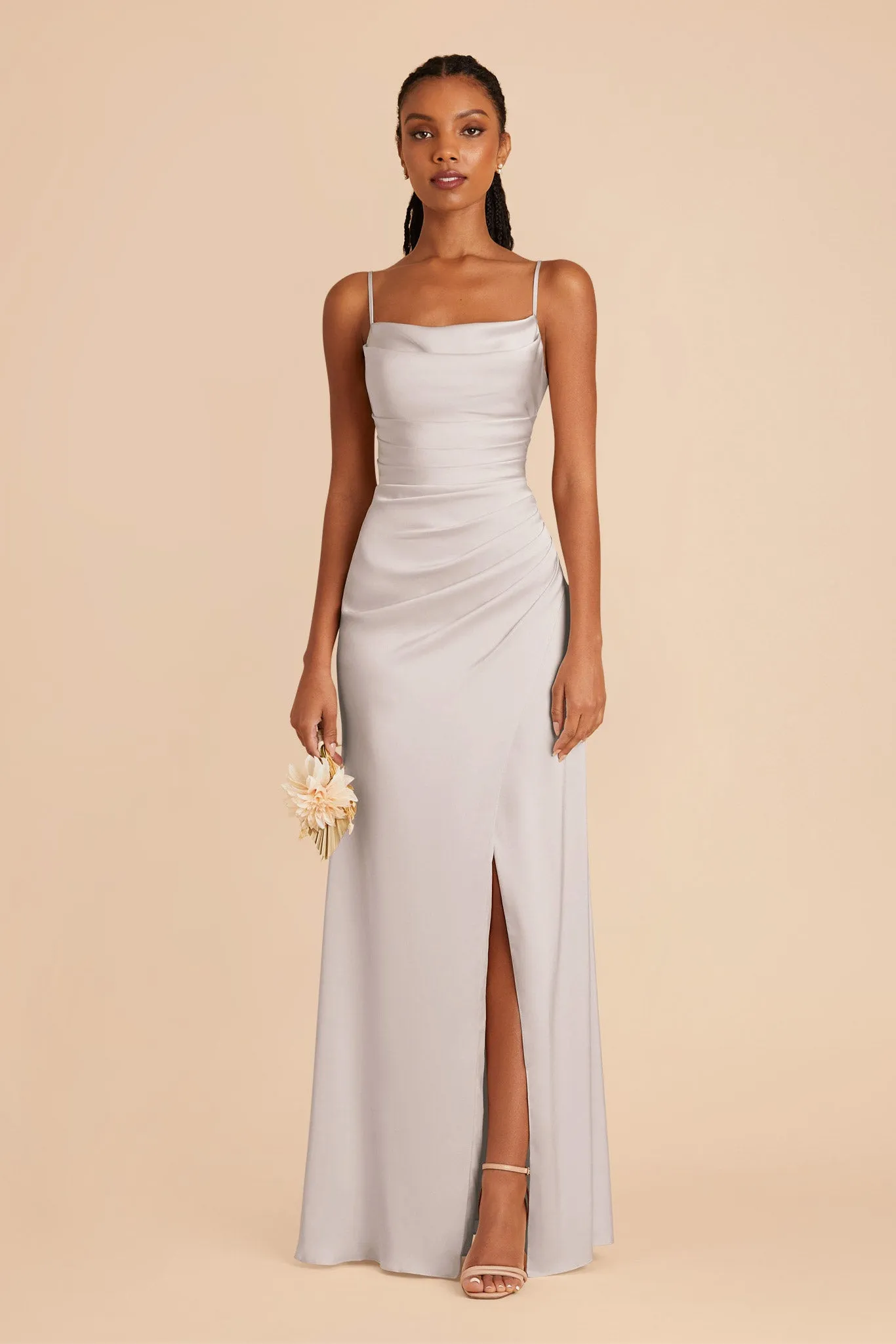 Lydia Matte Satin Dress - Platinum sold by Birdy Grey