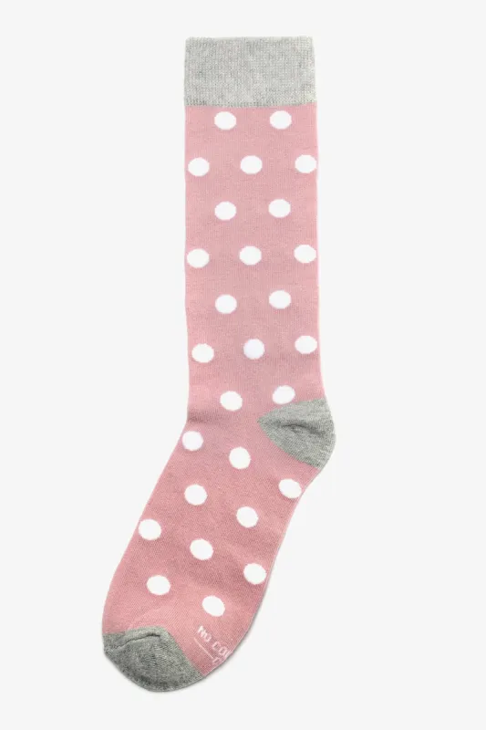 Polka Dot Groomsmen Socks By No Cold Feet - Dusty Rose sold by Birdy Grey