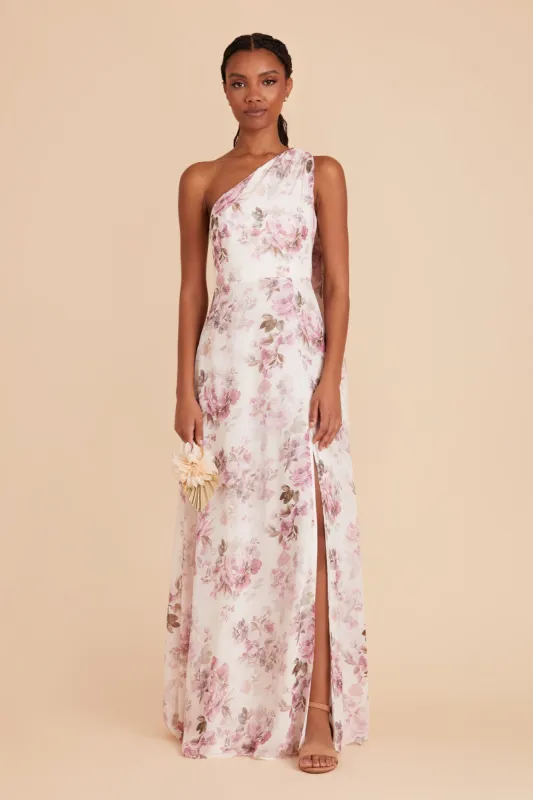 Melissa Chiffon Dress - Dusty Pink Peonies sold by Birdy Grey