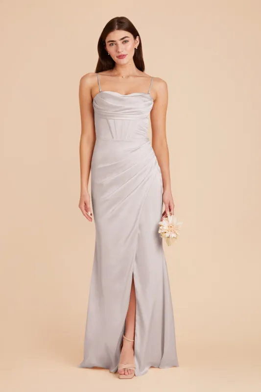 Carrie Matte Satin Dress - Platinum sold by Birdy Grey