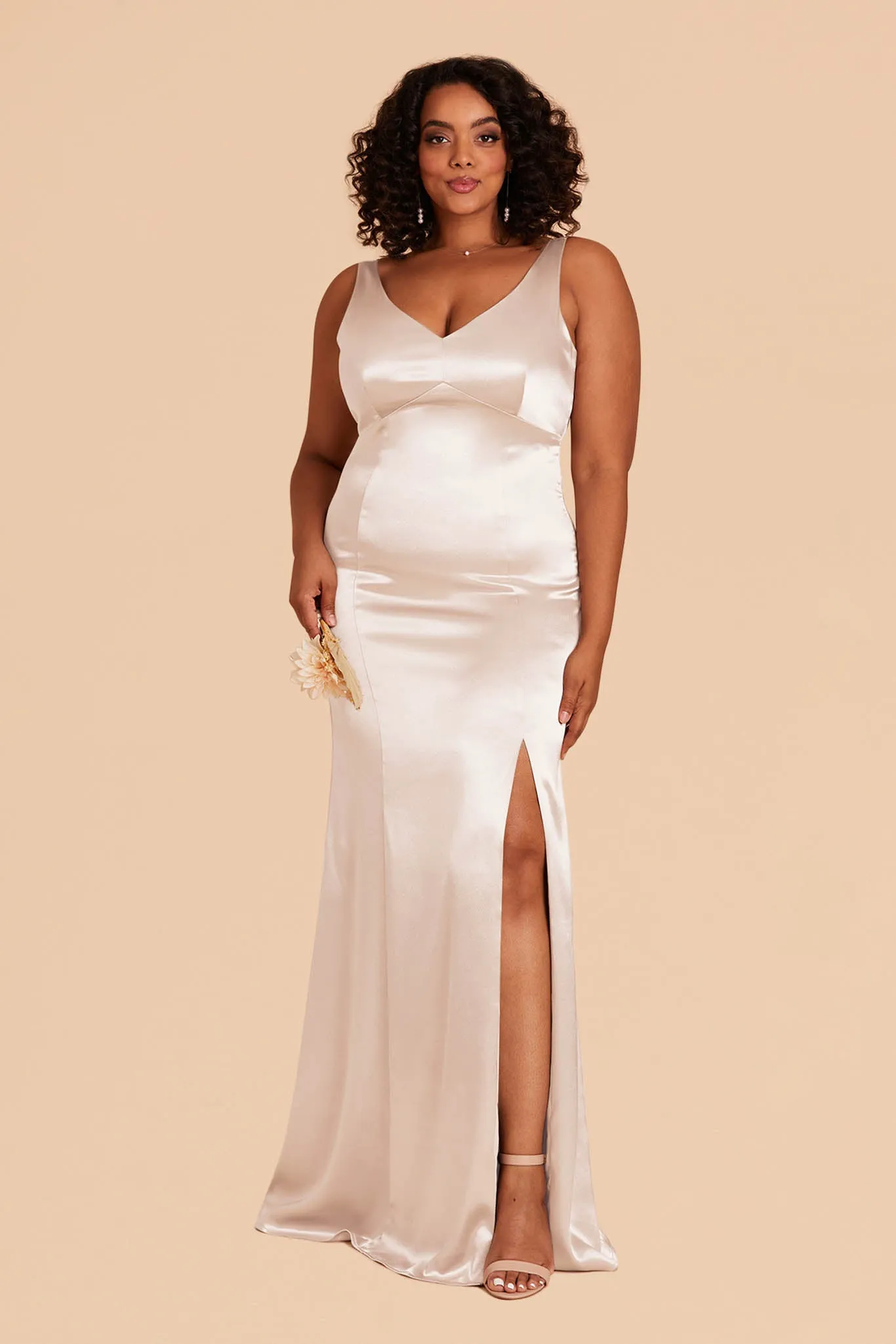 Gloria Shiny Satin Dress - Champagne sold by Birdy Grey product image thumbnail 2