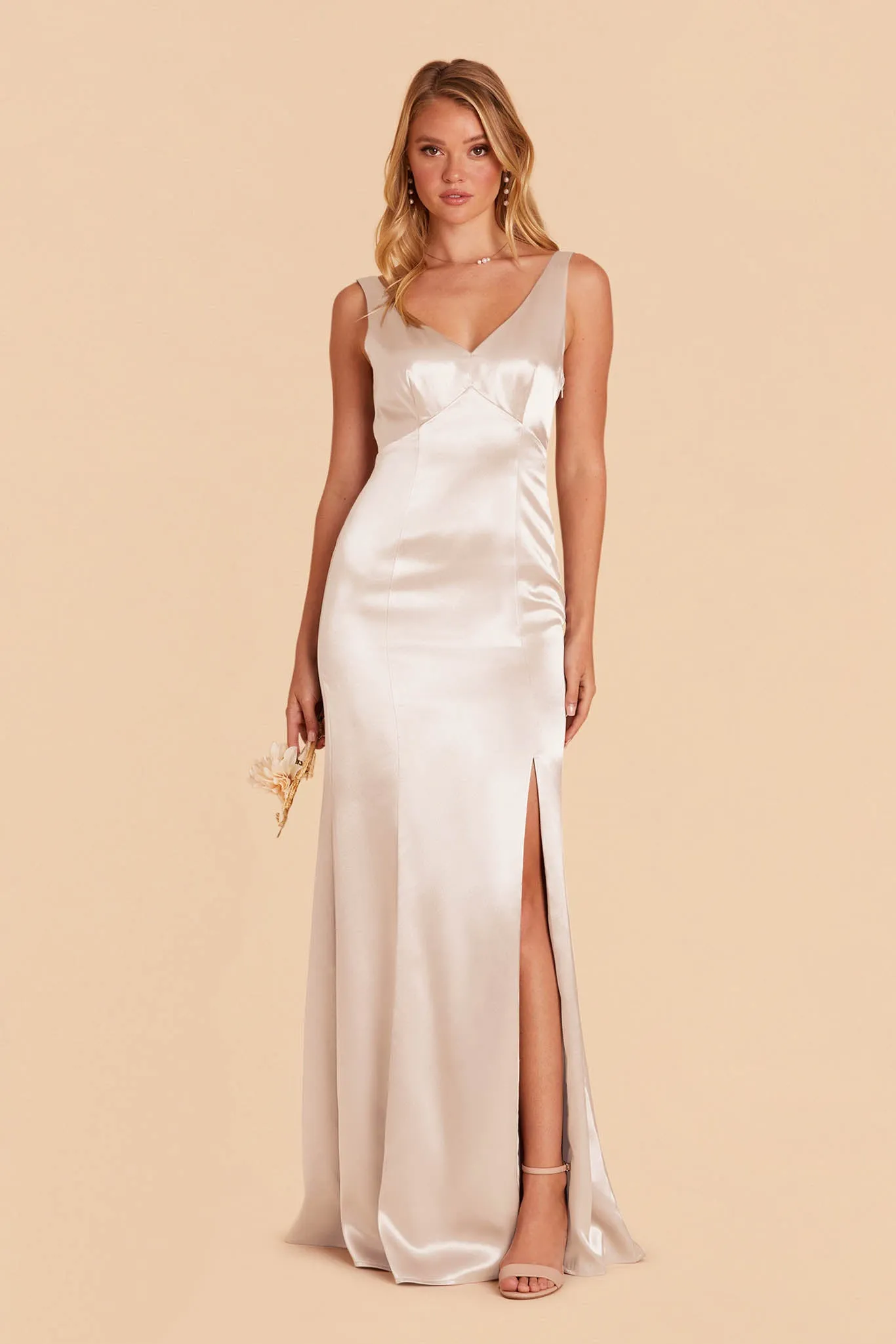 Gloria Shiny Satin Dress - Champagne sold by Birdy Grey product image thumbnail 3