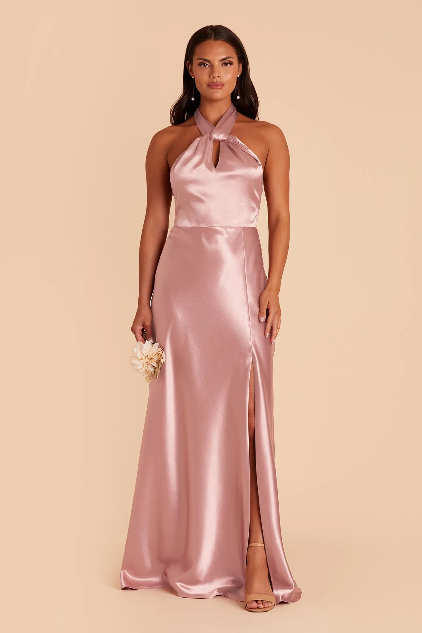 Monica Shiny Satin Dress - English Rose sold by Birdy Grey product image thumbnail 4