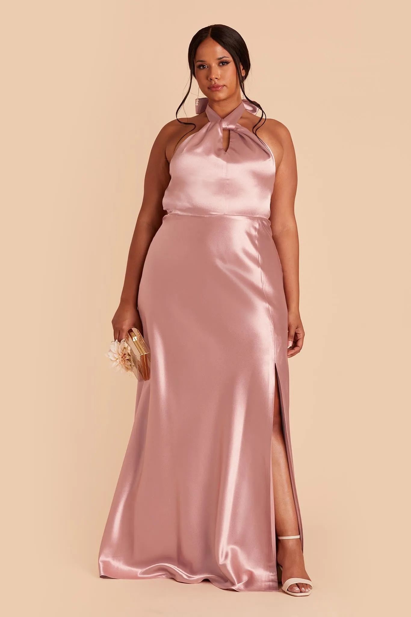 Monica Shiny Satin Dress - English Rose sold by Birdy Grey product image thumbnail 2