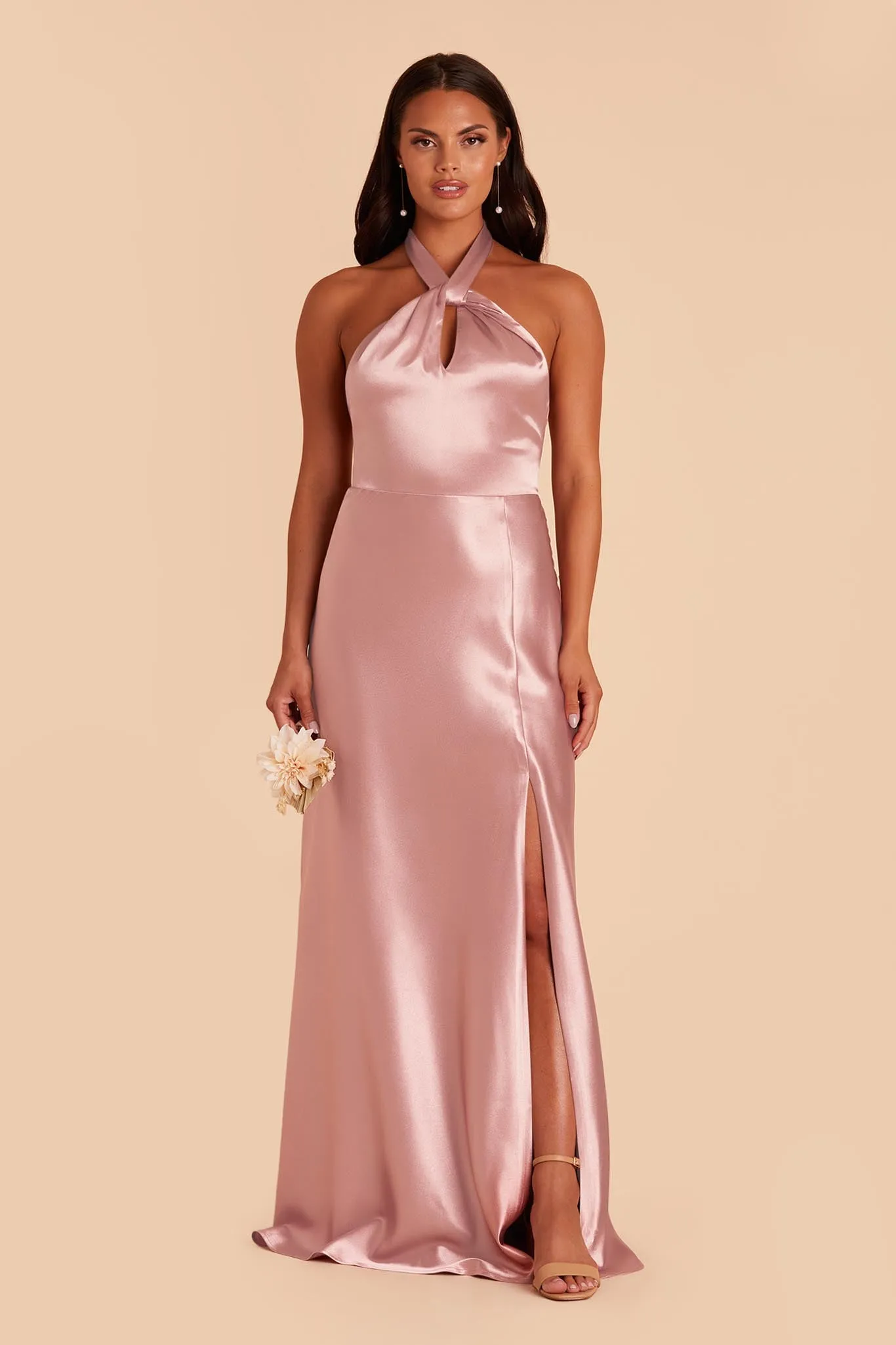 Monica Shiny Satin Dress - English Rose sold by Birdy Grey product image thumbnail 3