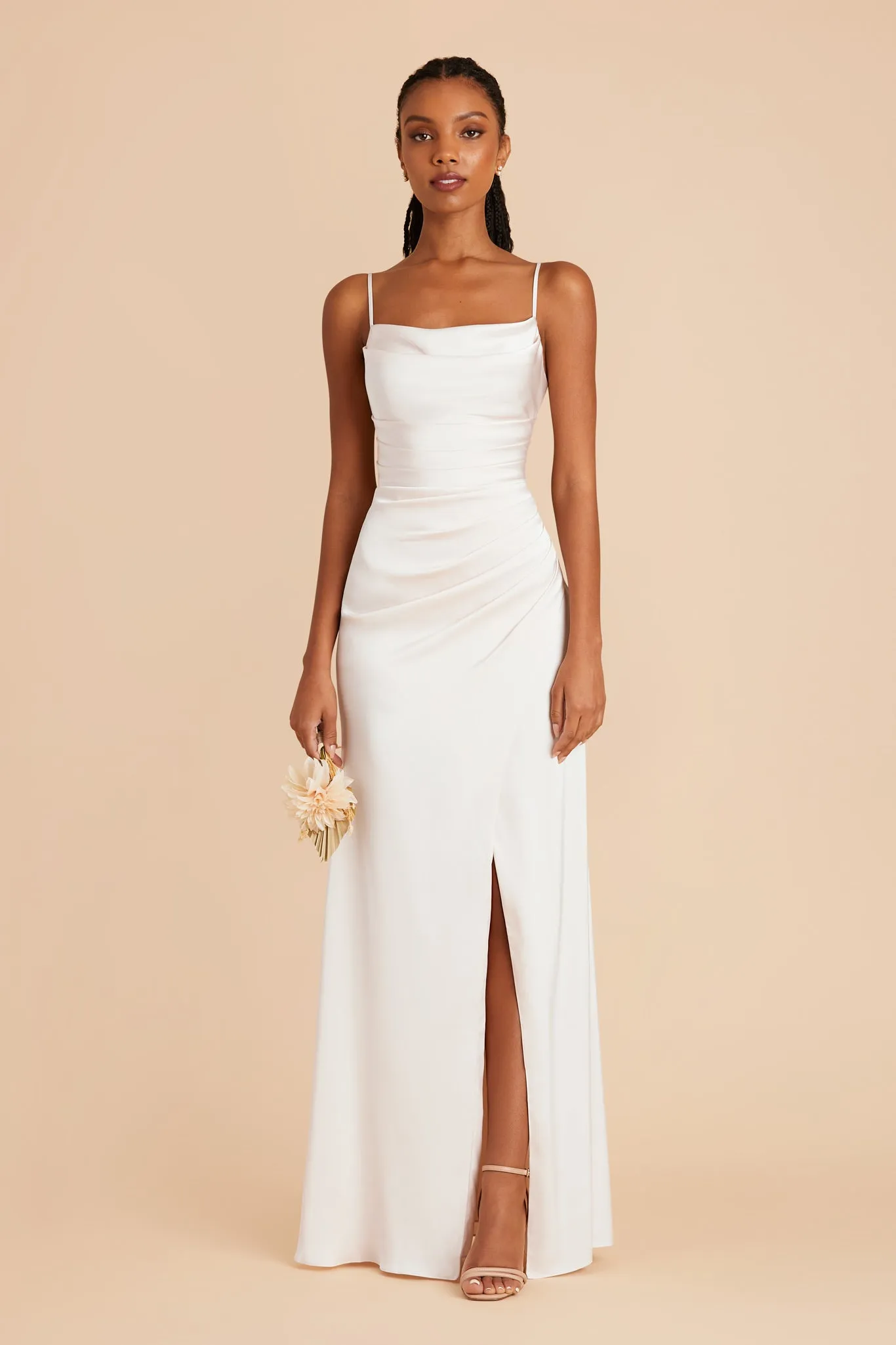 Lydia Matte Satin Dress - White sold by Birdy Grey