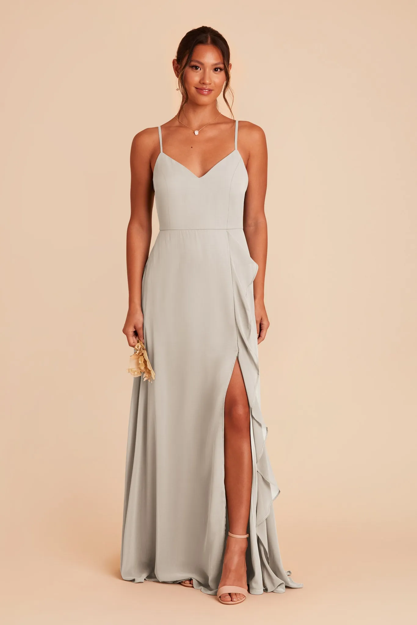 Theresa Chiffon Dress - Dove Gray sold by Birdy Grey