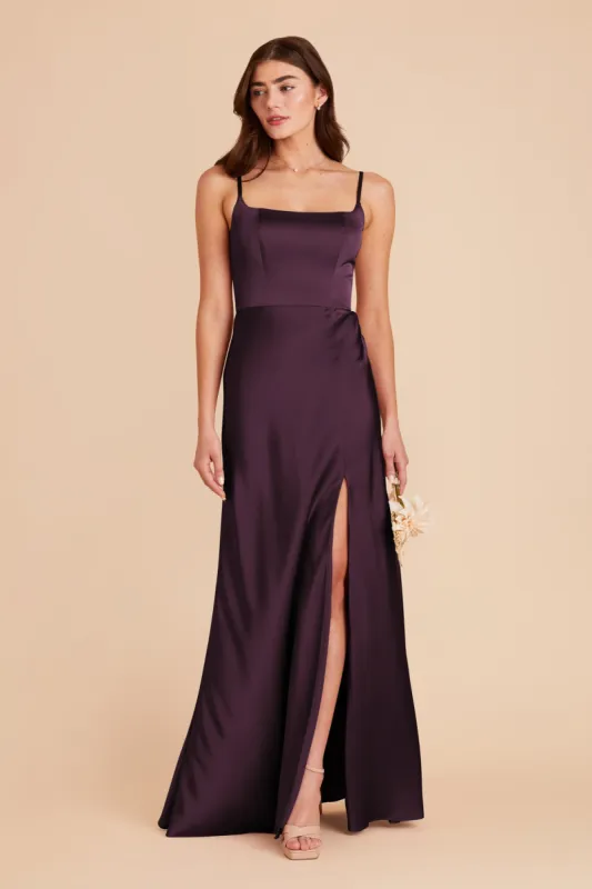 Mai Matte Satin Dress - Plum sold by Birdy Grey