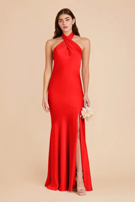 Stephanie Matte Satin Dress - Lipstick Red sold by Birdy Grey