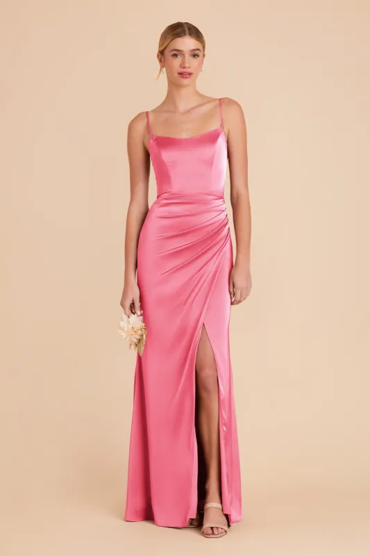 Anne Matte Satin Dress - Bon Bon Pink sold by Birdy Grey