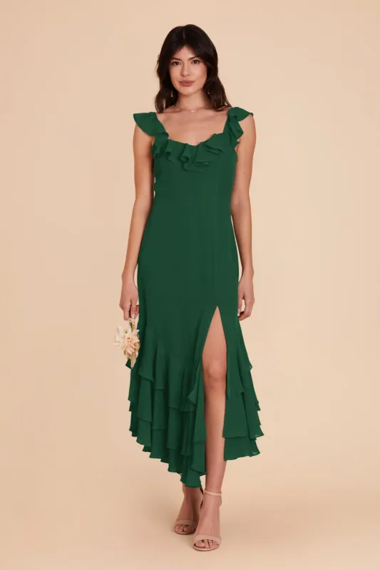 Ginny Chiffon Dress - Forest Green sold by Birdy Grey