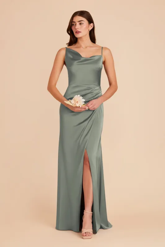 Jennifer Matte Satin Dress - Sea Glass sold by Birdy Grey