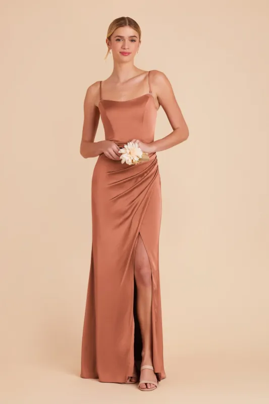 Anne Matte Satin Dress - Terracotta sold by Birdy Grey