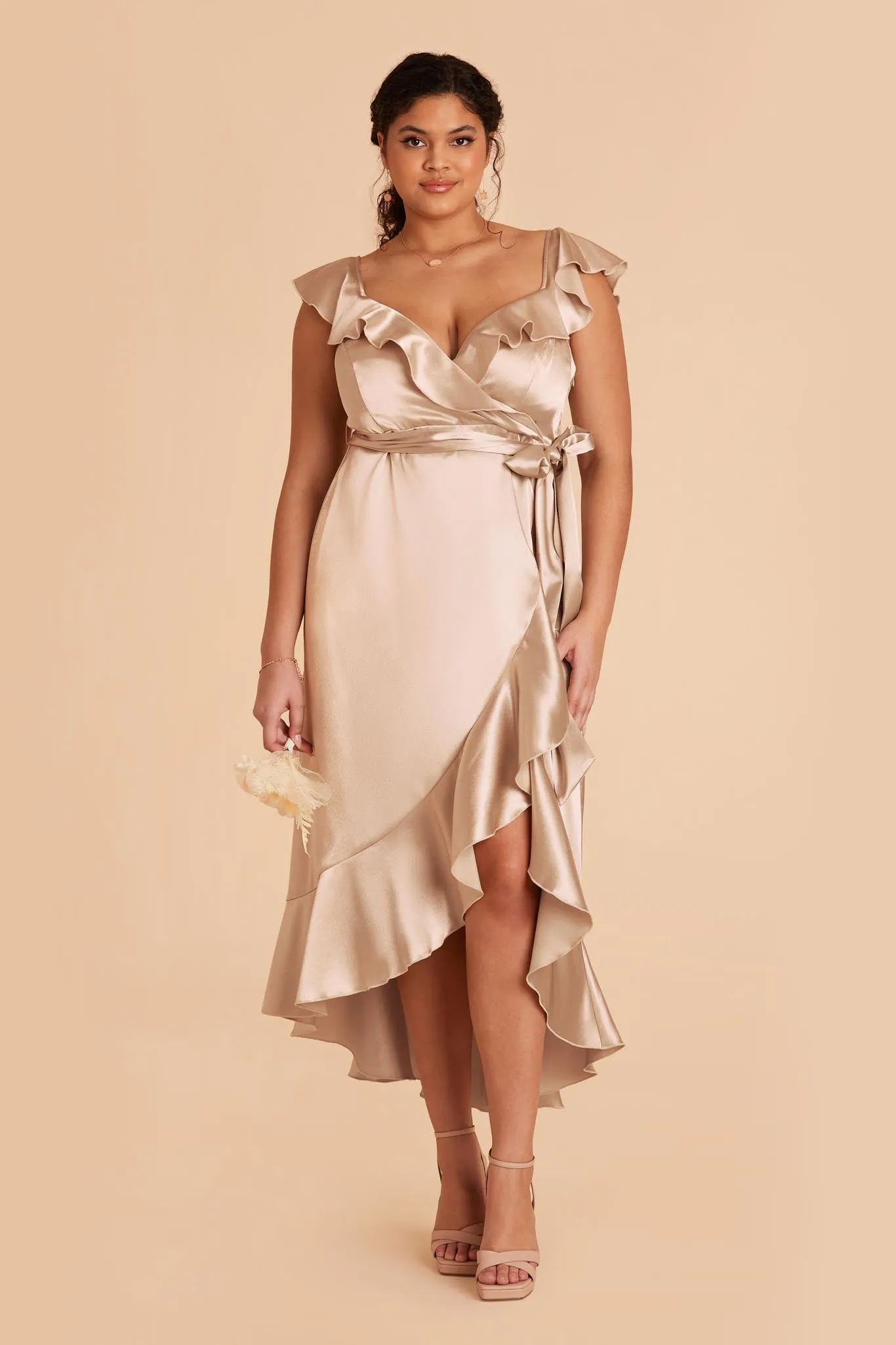 James Shiny Satin Midi Dress - Neutral Champagne sold by Birdy Grey product image thumbnail 2