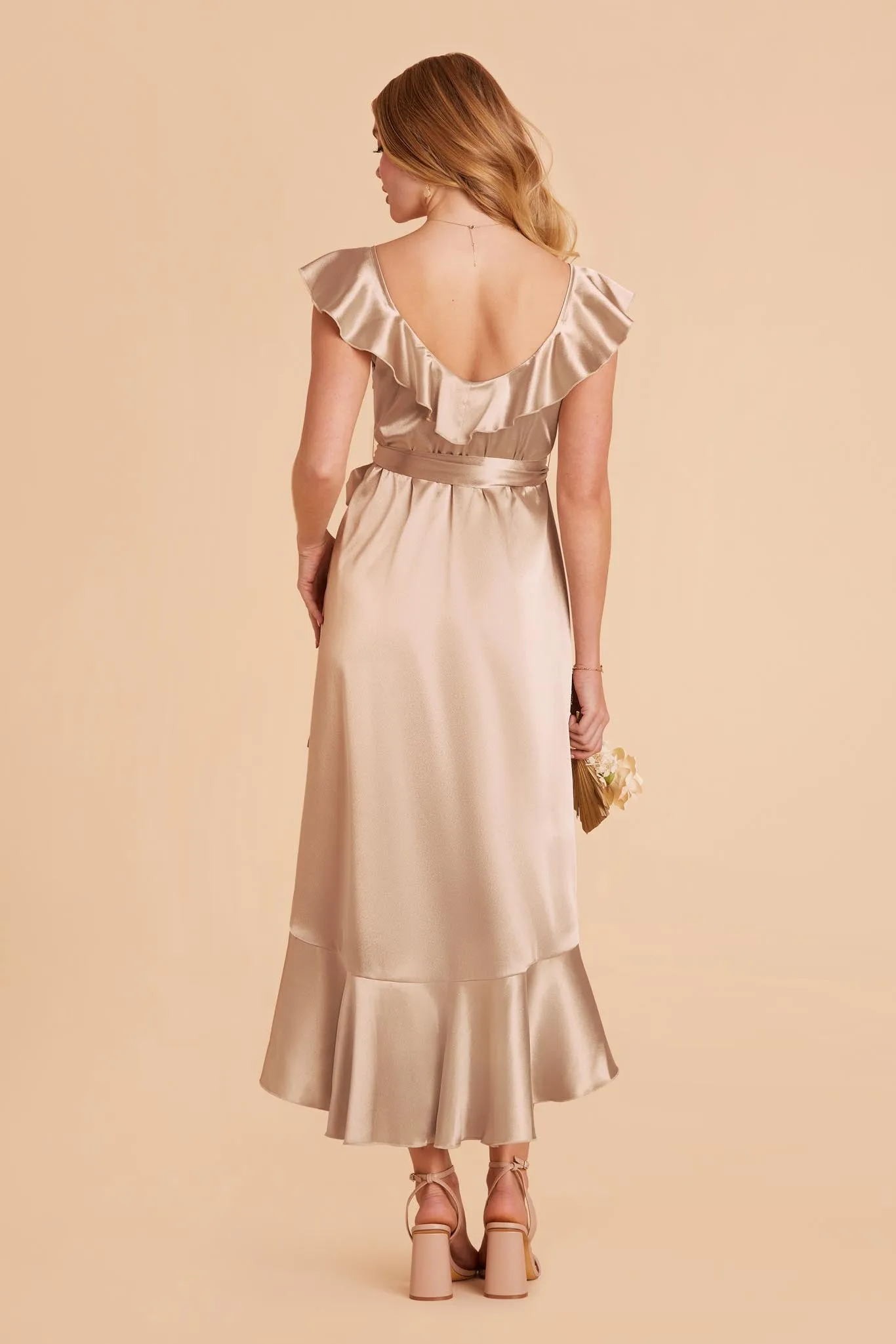 James Shiny Satin Midi Dress - Neutral Champagne sold by Birdy Grey product image thumbnail 5