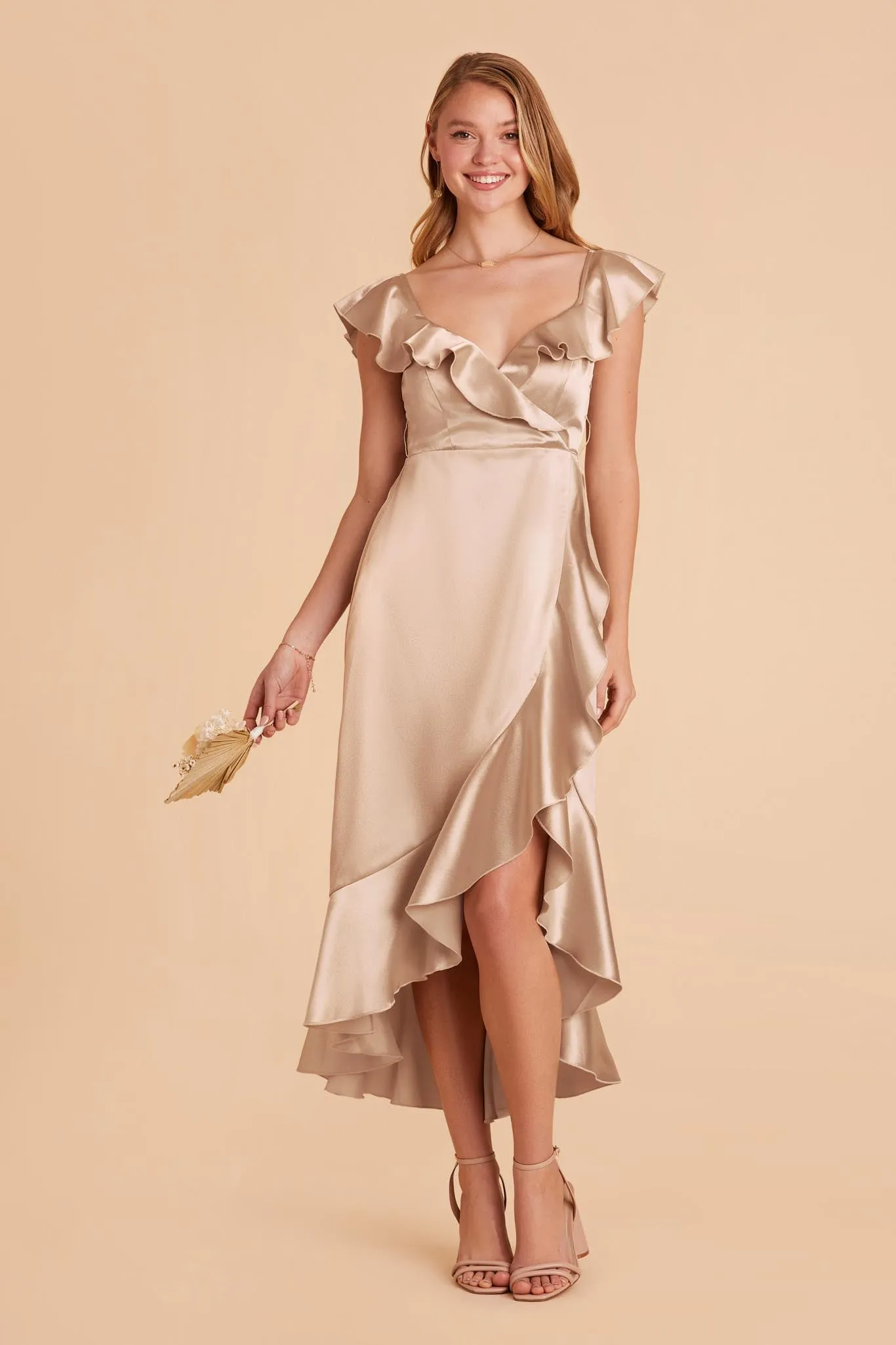James Shiny Satin Midi Dress - Neutral Champagne sold by Birdy Grey product image thumbnail 3