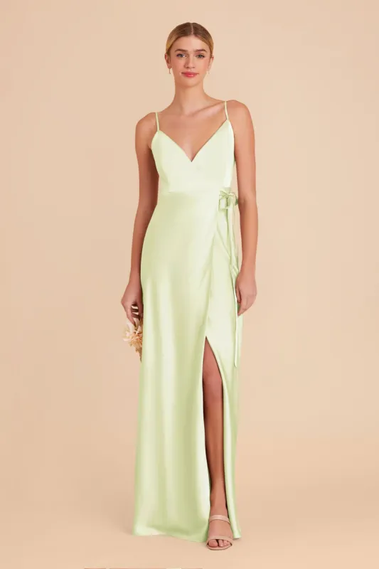 Cindy Matte Satin Dress - Pale Pistachio sold by Birdy Grey