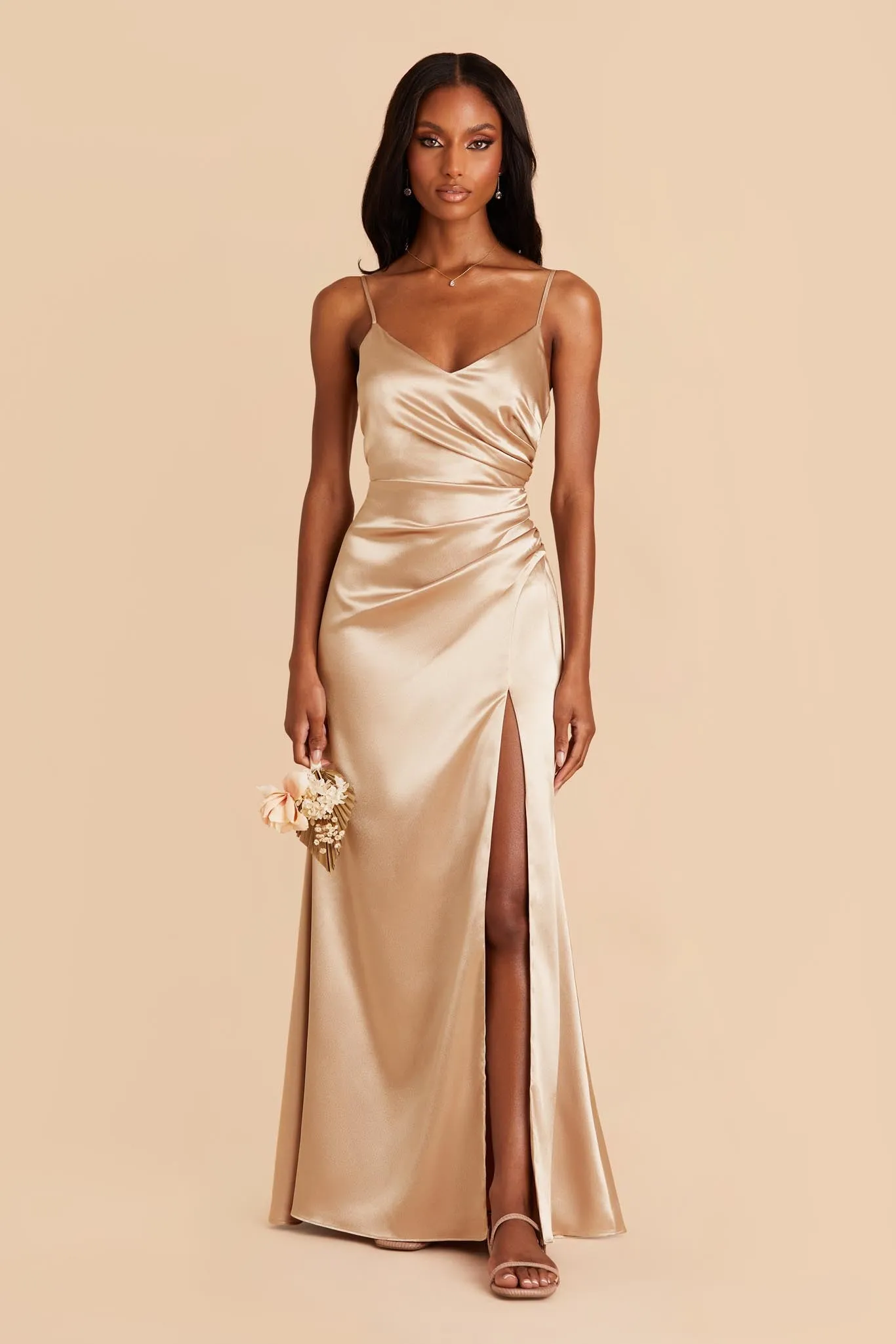 Catherine Shiny Satin Dress - Gold sold by Birdy Grey product image thumbnail 2