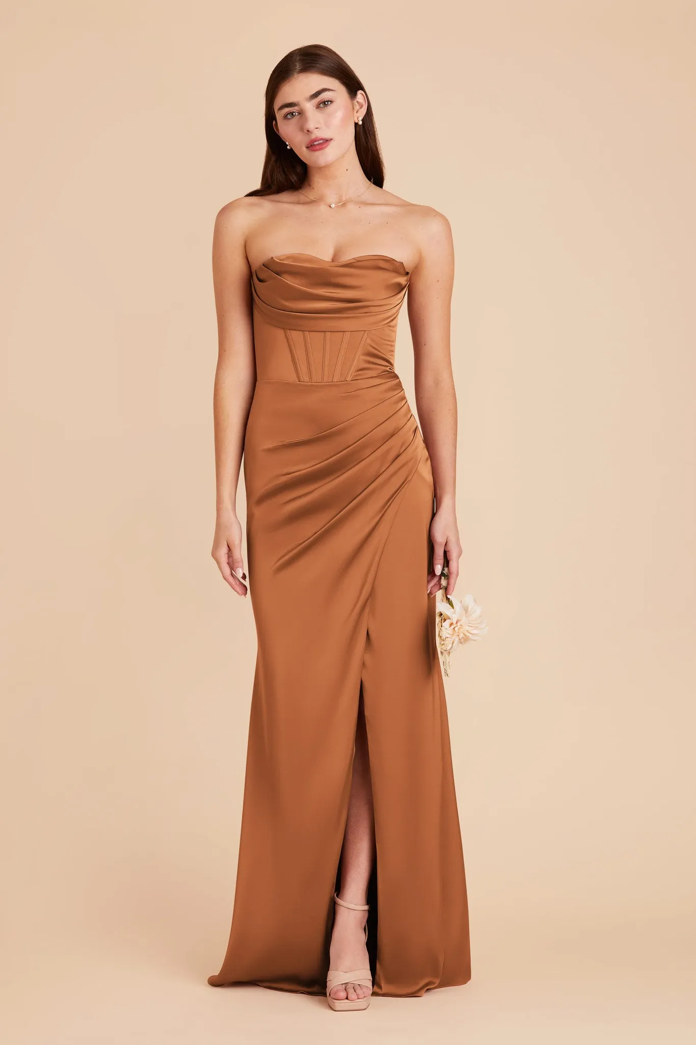 Carrie Matte Satin Dress - Rust sold by Birdy Grey product image thumbnail 3
