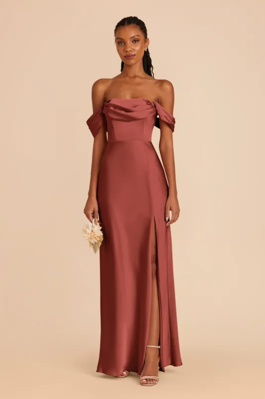 Mia Matte Satin Convertible Dress - Spice sold by Birdy Grey