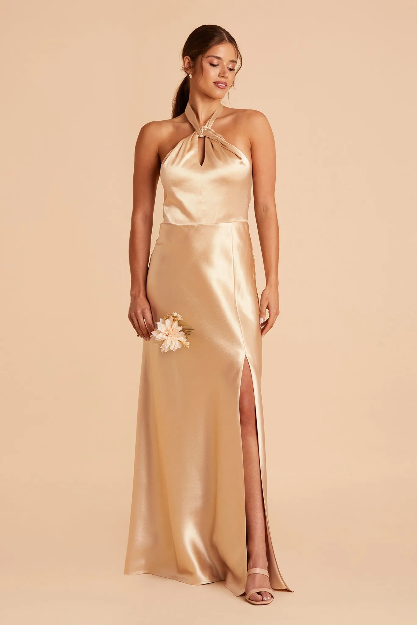 Monica Shiny Satin Dress - Gold sold by Birdy Grey product image thumbnail 4