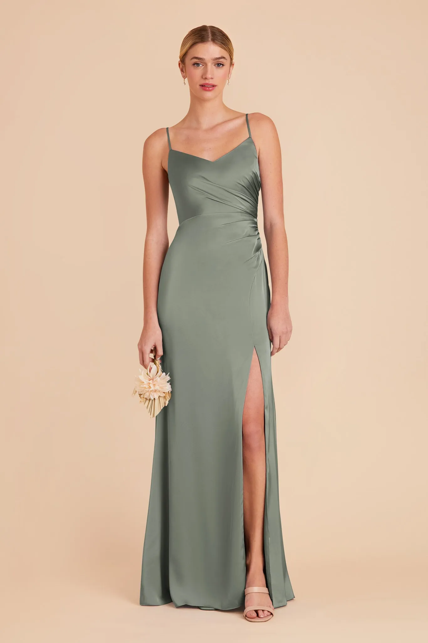 Catherine Matte Satin Dress - Sea Glass sold by Birdy Grey