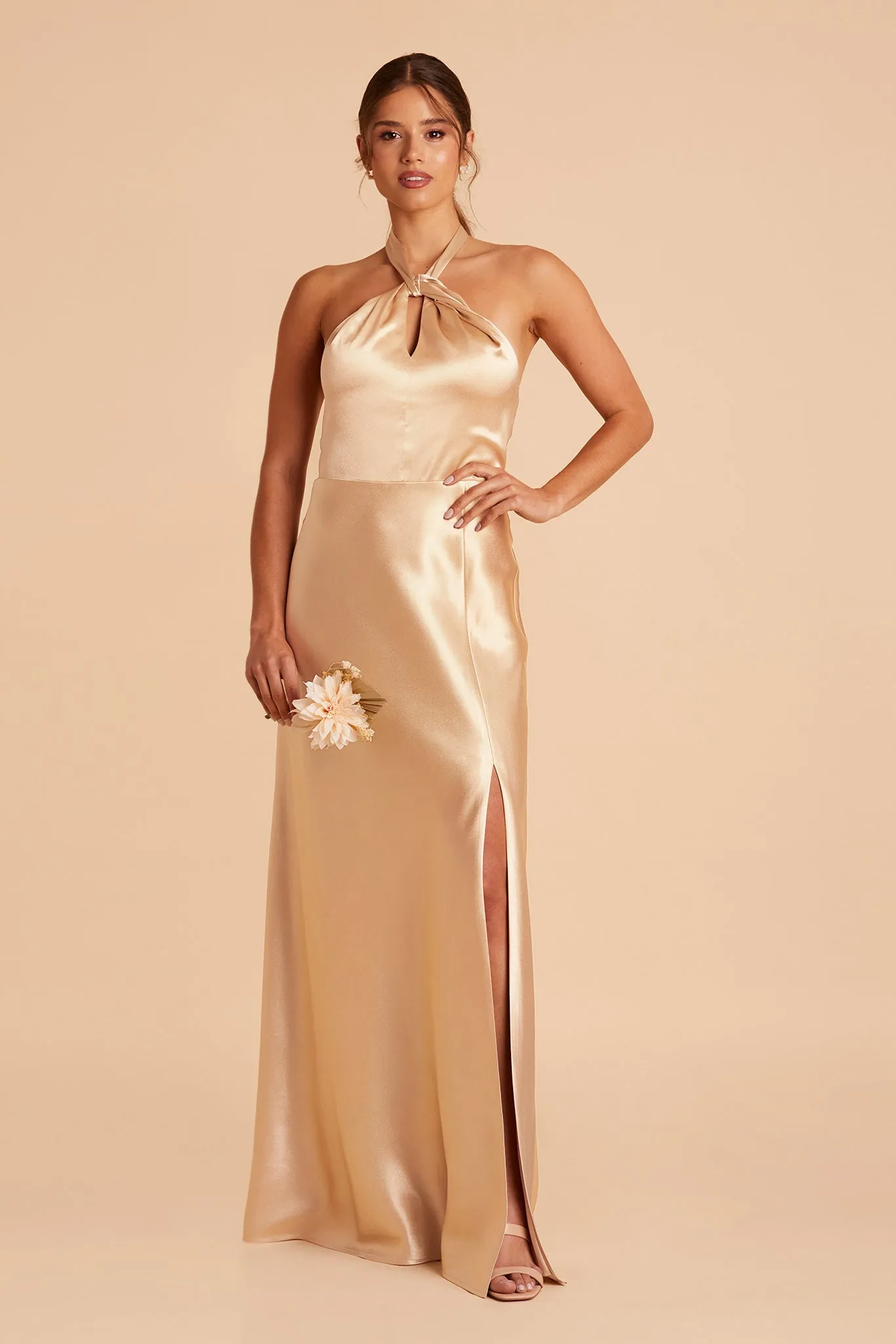 Monica Shiny Satin Dress - Gold sold by Birdy Grey product image thumbnail 3