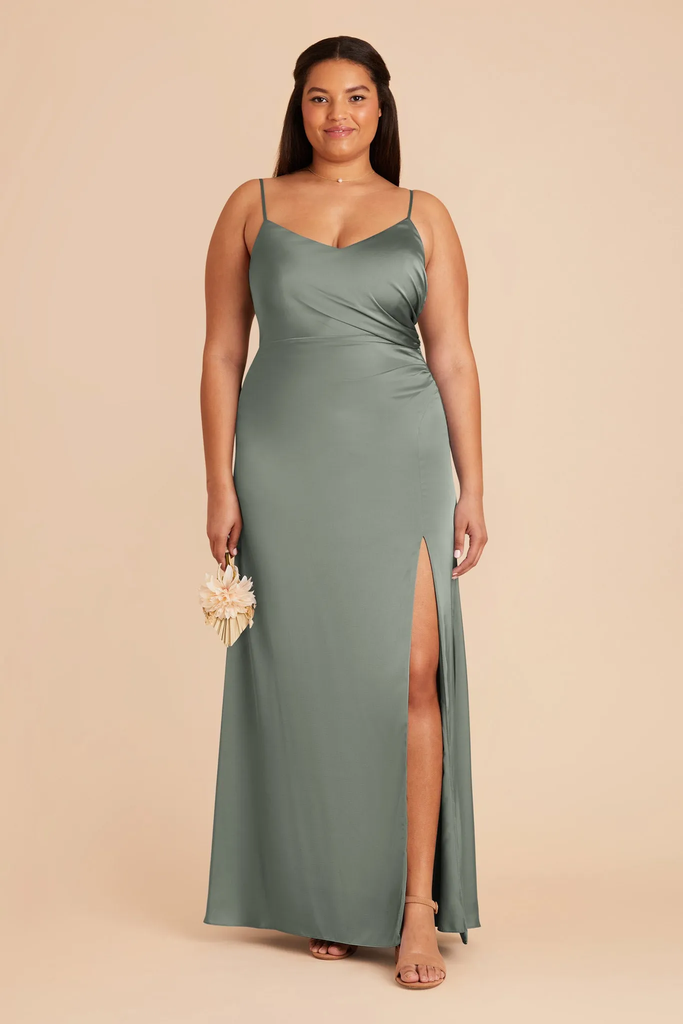 Catherine Matte Satin Dress - Sea Glass sold by Birdy Grey product image thumbnail 2