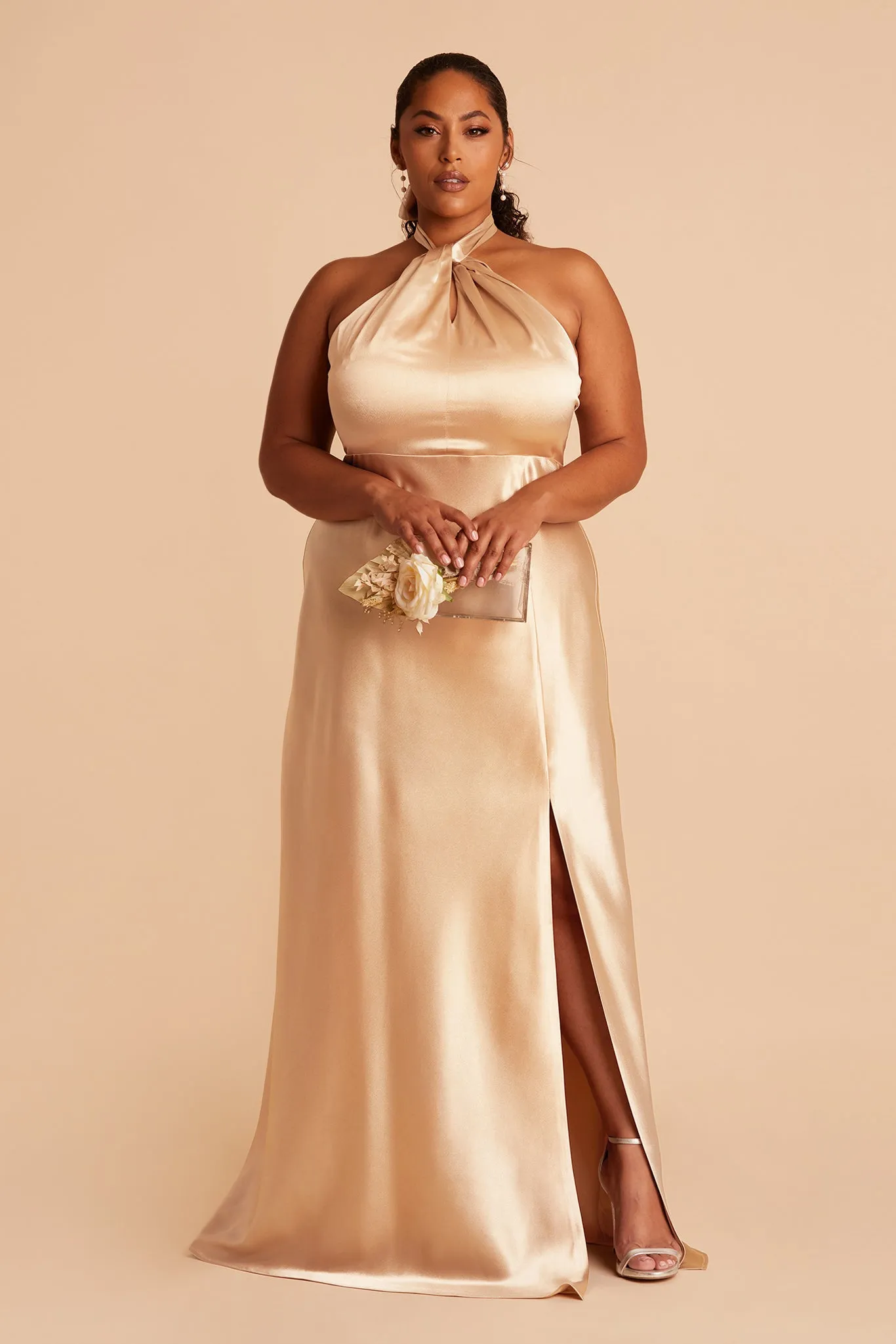 Monica Shiny Satin Dress - Gold sold by Birdy Grey product image thumbnail 2