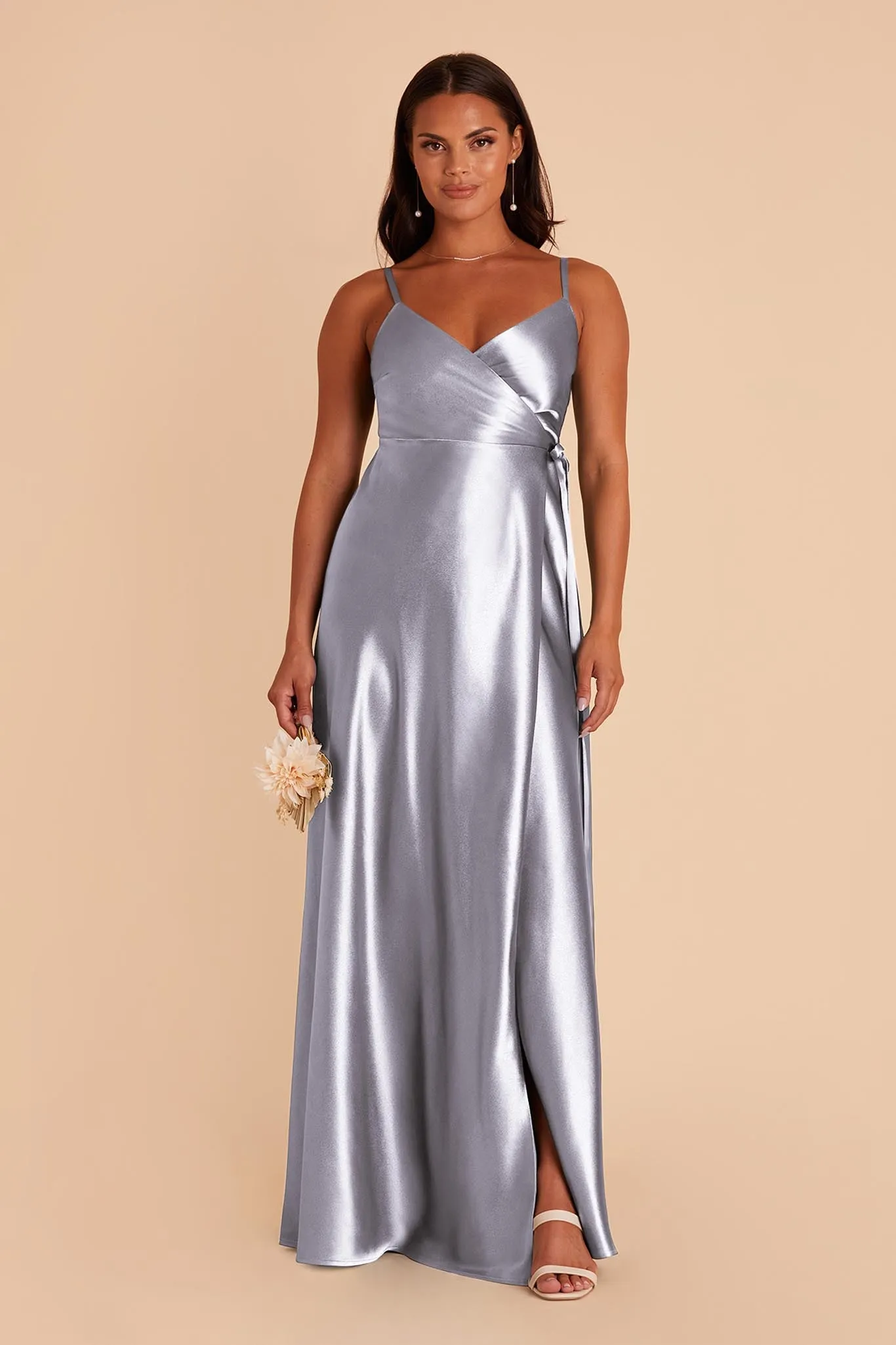 Cindy Shiny Satin Dress - Dusty Blue sold by Birdy Grey product image thumbnail 4