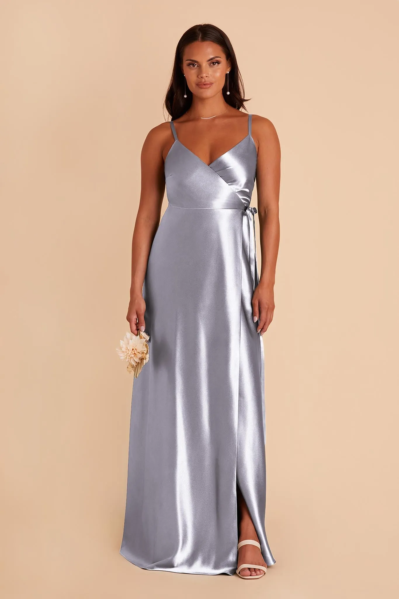 Cindy Shiny Satin Dress - Dusty Blue sold by Birdy Grey product image thumbnail 5