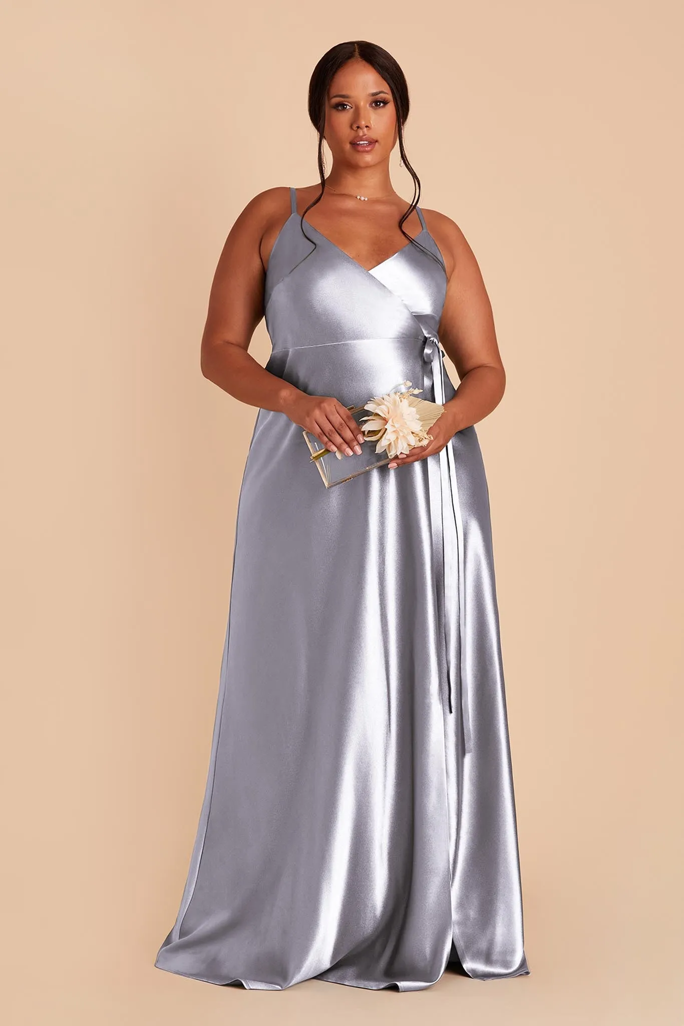 Cindy Shiny Satin Dress - Dusty Blue sold by Birdy Grey product image thumbnail 2