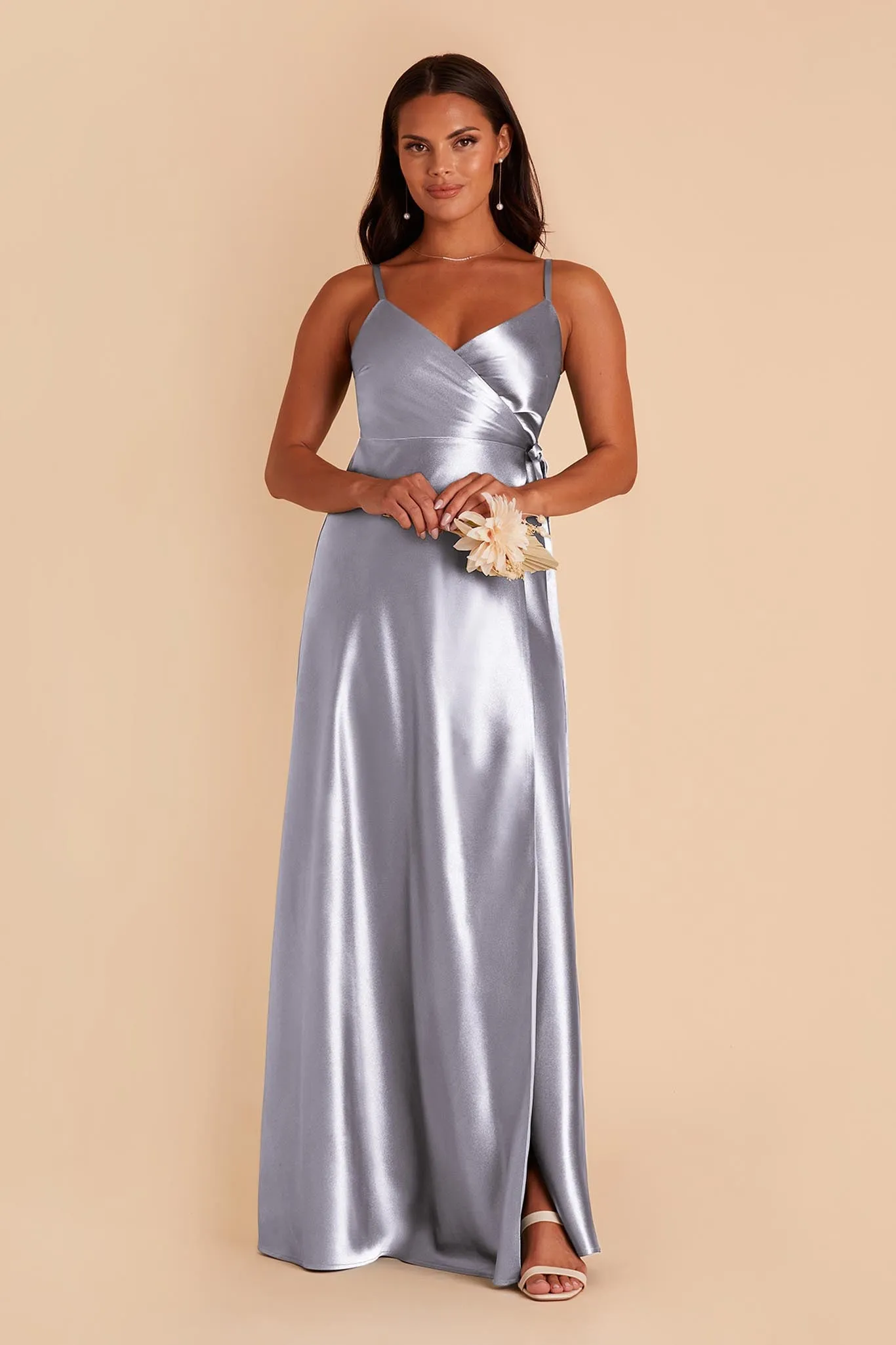 Cindy Shiny Satin Dress - Dusty Blue sold by Birdy Grey product image thumbnail 3
