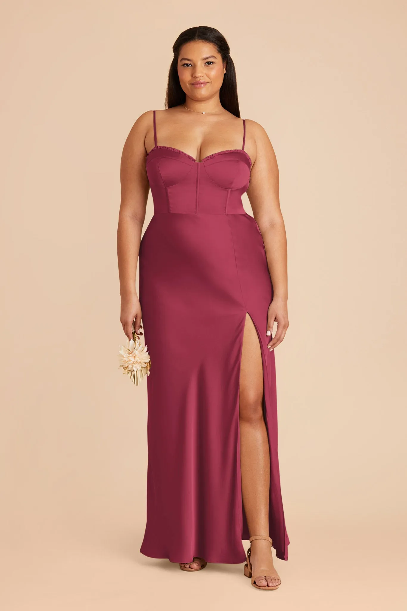 Jessica Matte Satin Dress - Berry sold by Birdy Grey product image thumbnail 2