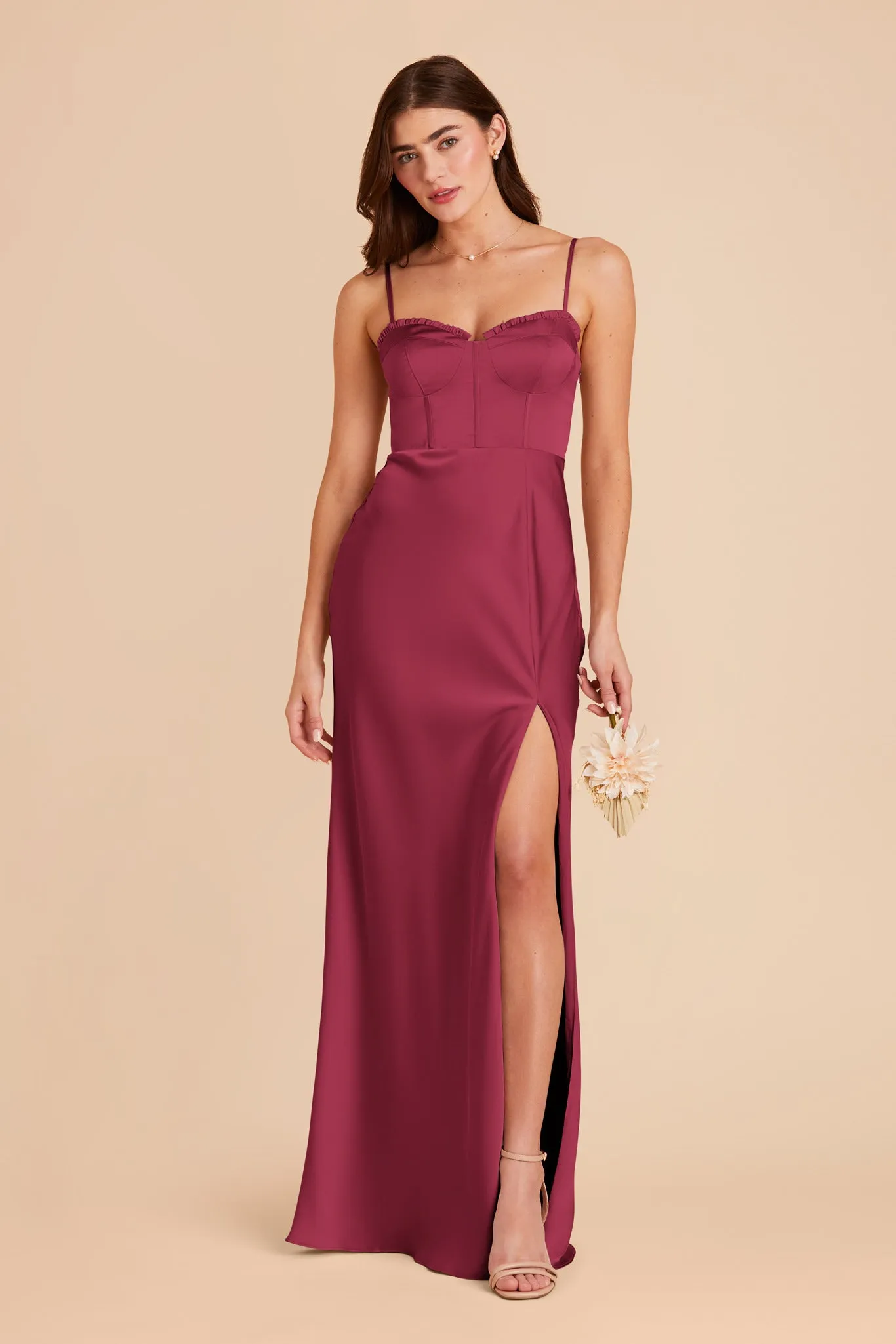 Jessica Matte Satin Dress - Berry sold by Birdy Grey product image thumbnail 3