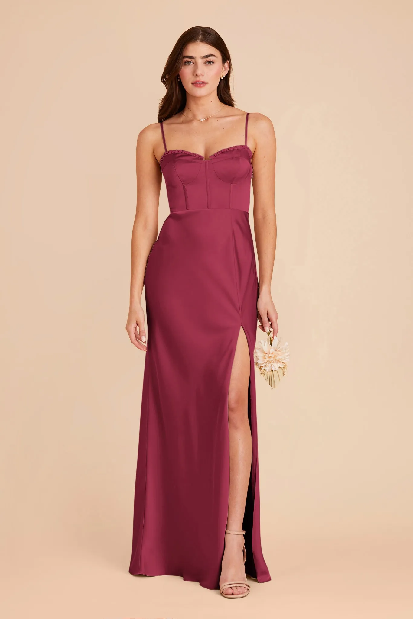 Jessica Matte Satin Dress - Berry sold by Birdy Grey