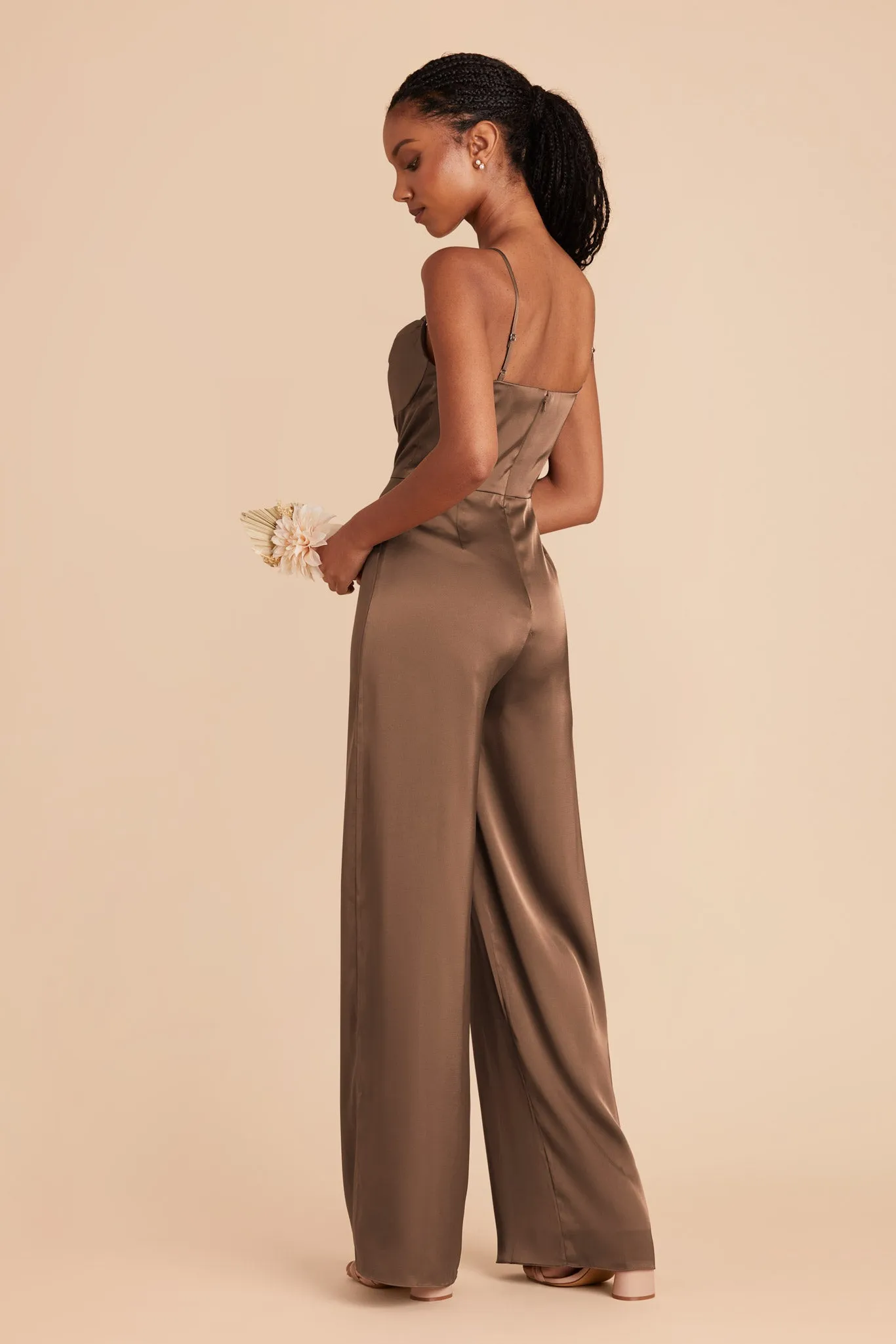 Donna Matte Satin Bridesmaid Jumpsuit - Mocha sold by Birdy Grey product image thumbnail 5