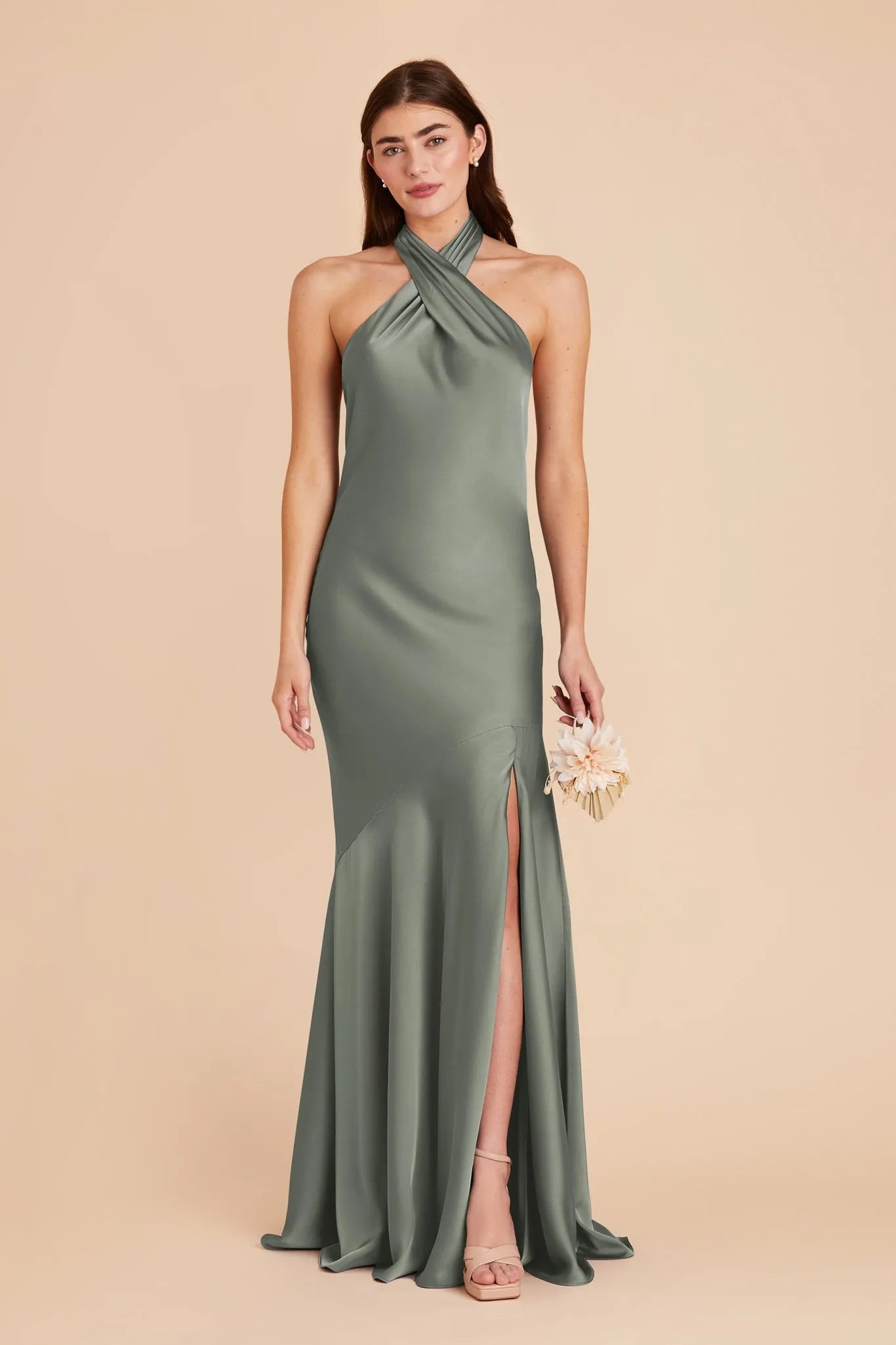 Stephanie Matte Satin Dress - Sea Glass sold by Birdy Grey