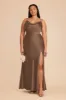 Lisa Long Matte Satin Dress - Mocha sold by Birdy Grey